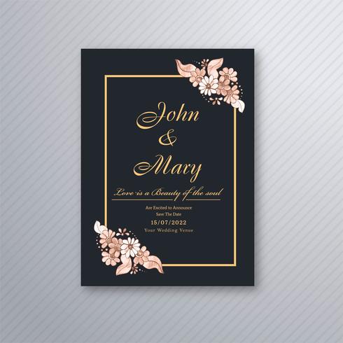 Modèle de carte d'invitation de mariage avec motif floral décoratif vecteur