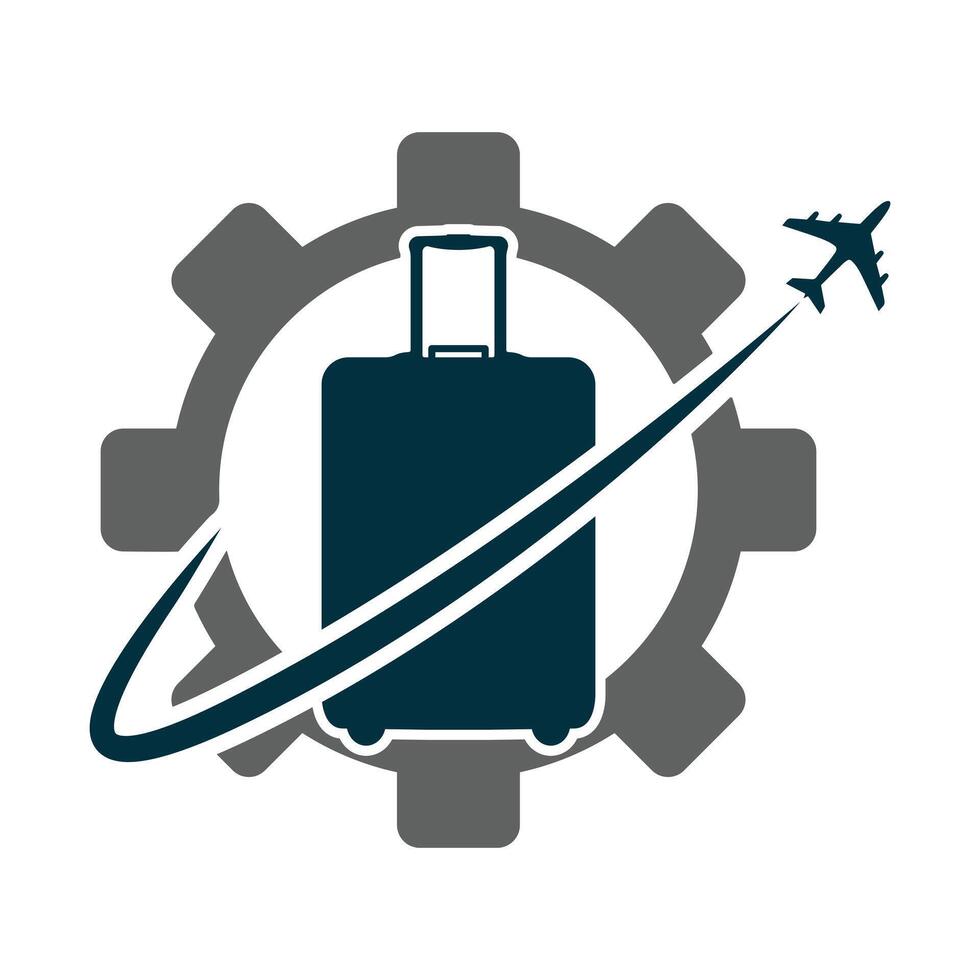 Voyage agence logo avec équipement dent et bagage vecteur illustration