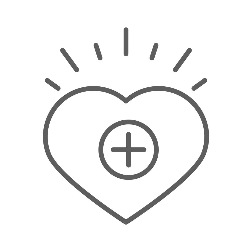 icône de ligne de soins de santé coeur médical fond blanc vecteur