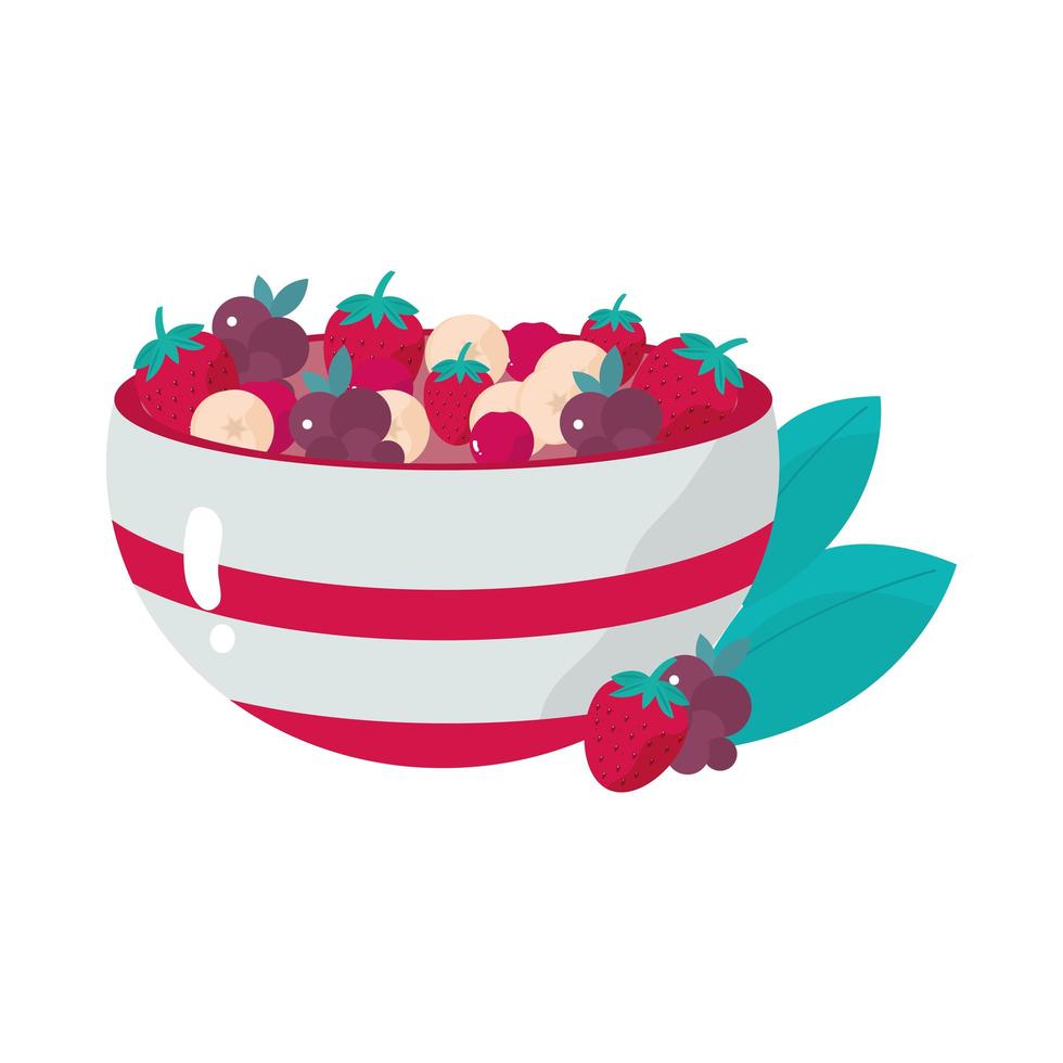 Céréales et framboises fraises dans un bol repas sain vecteur