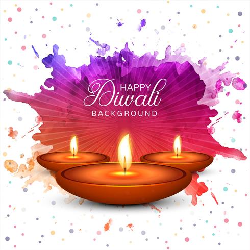Joyeux diwali diya fond de fête festival lampe à huile vecteur