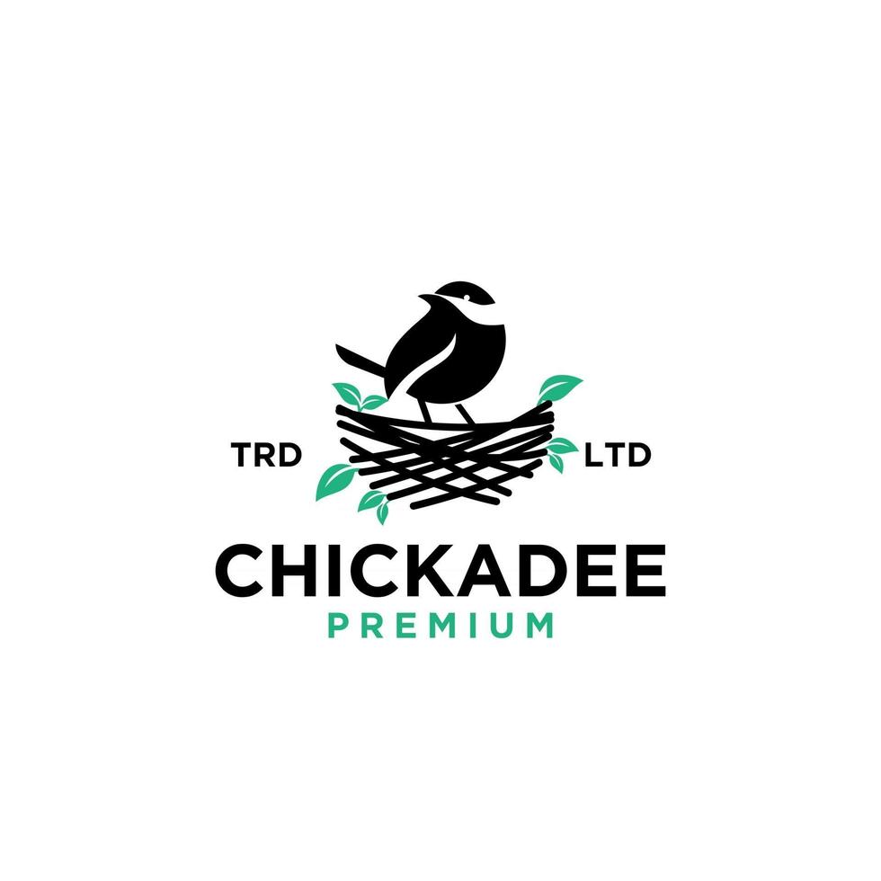 nid d'oiseau chickdae logo vintage icône illustration premium vecteur