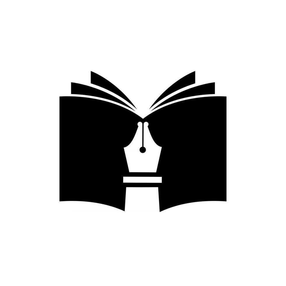 illustration vectorielle de stylo livre logo design vecteur