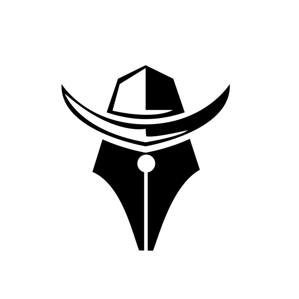Cowboy stylo chapeau plume vector logo icône illustration de conception