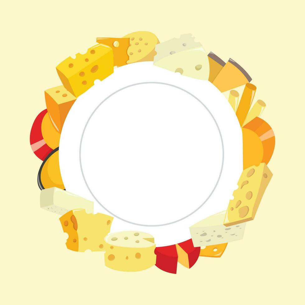 dessin animé les fromages assiette Contexte vecteur