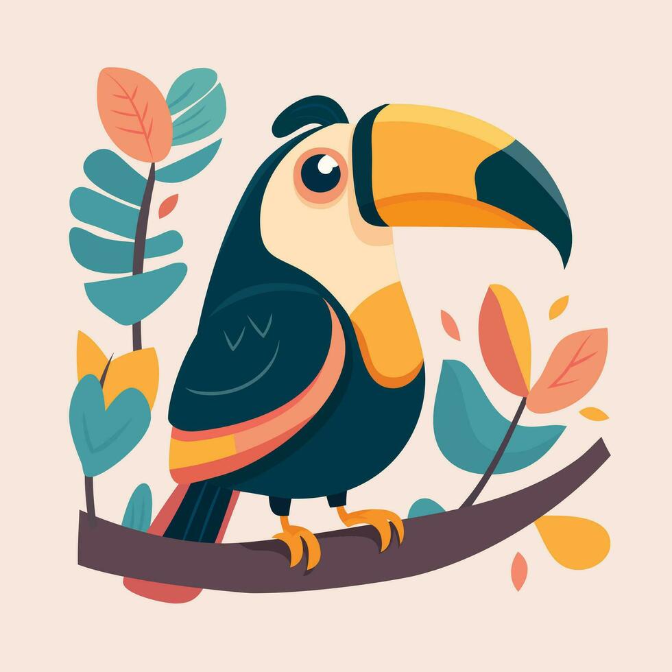 mignonne dessin animé toucan oiseau vecteur