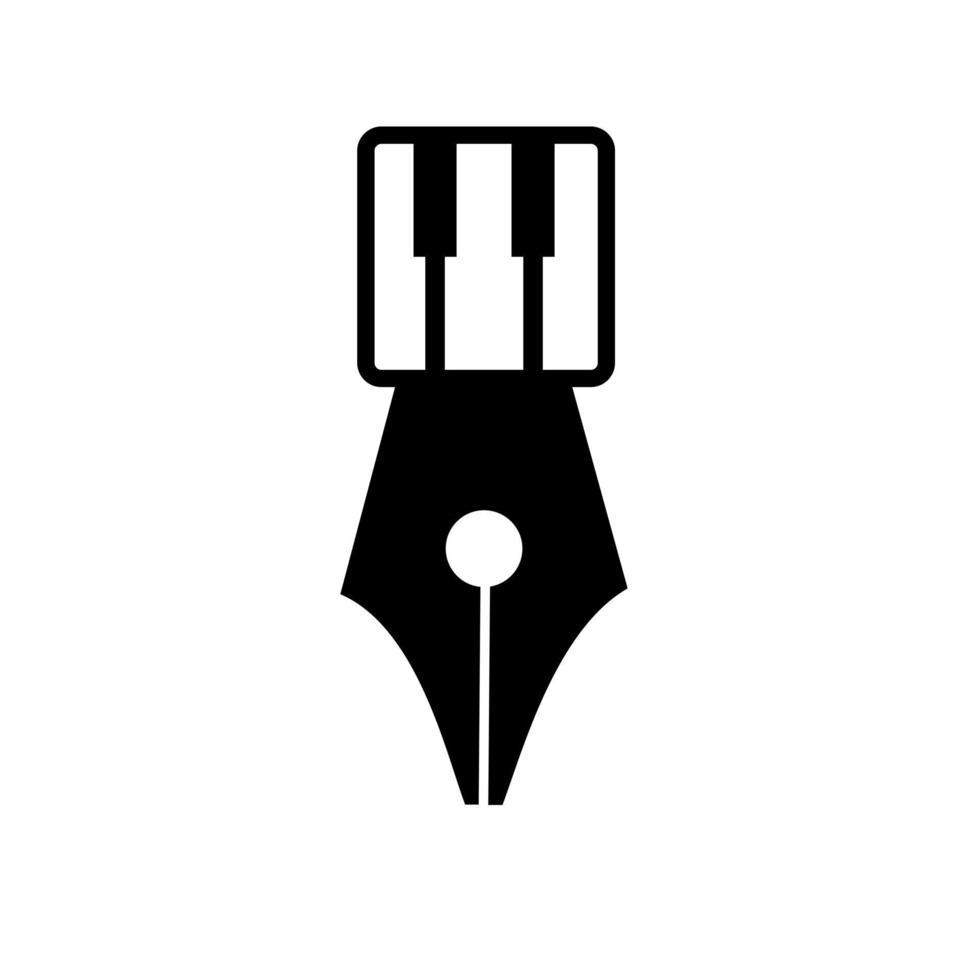 Plume de stylo concept logo auteur-compositeur avec clavier icône vector illustration design plat