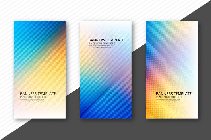 Bannières colorées magnifiques set vector design