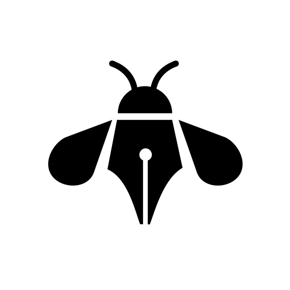 Abeille bugs avec stylo écrivain vector logo icône illustration