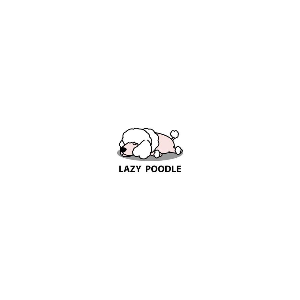 Icône de dessin animé mignon chien caniche paresseux endormi vecteur