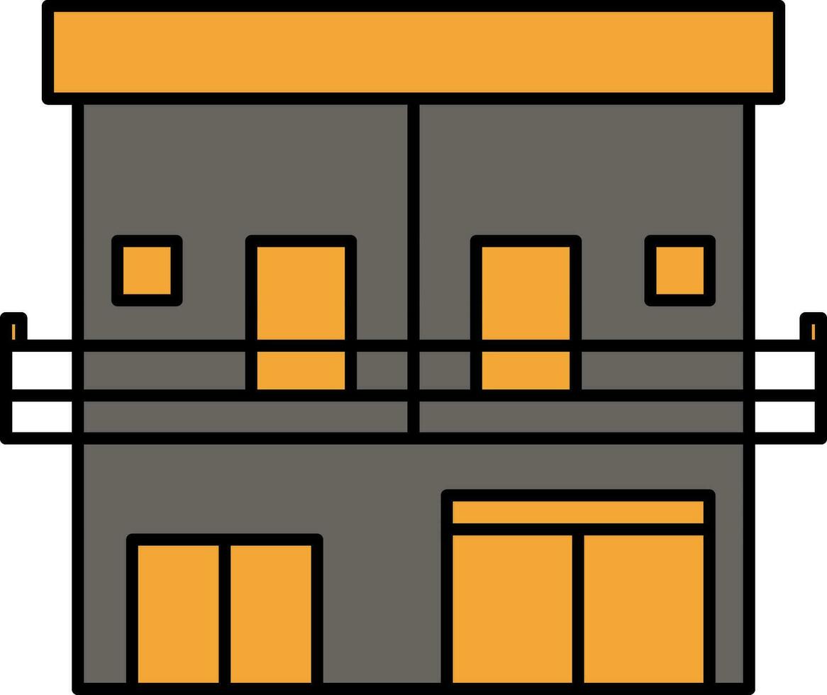 magnifique maison gris et Orange icône dans plat style. vecteur