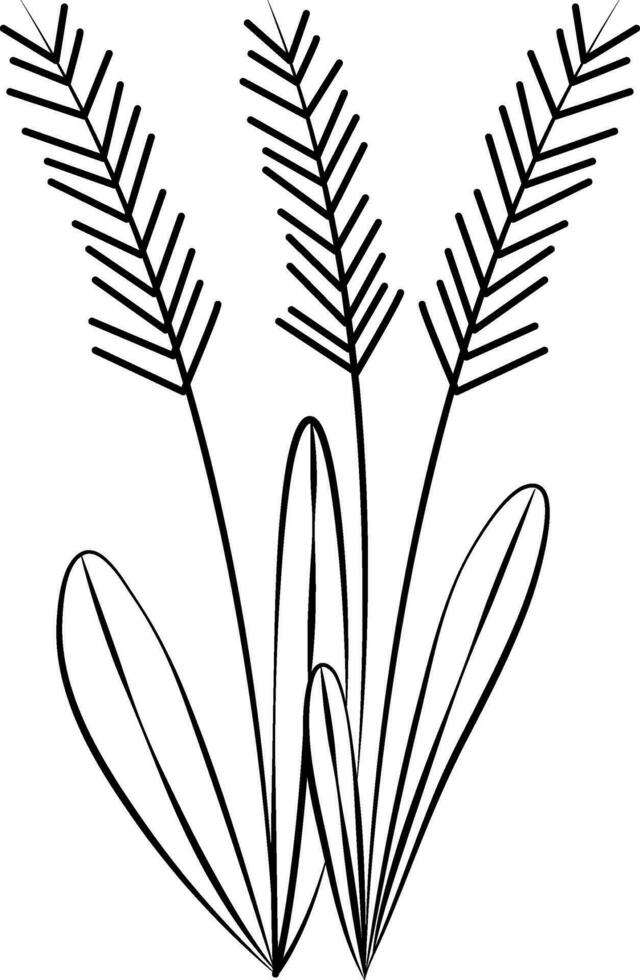 noir contour illustration de arbuste feuilles icône. vecteur