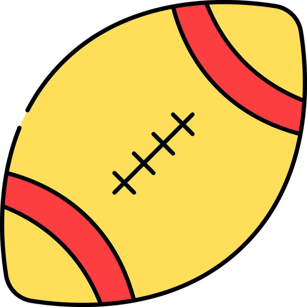 plat illustration de le rugby Balle rouge et Jaune icône. vecteur