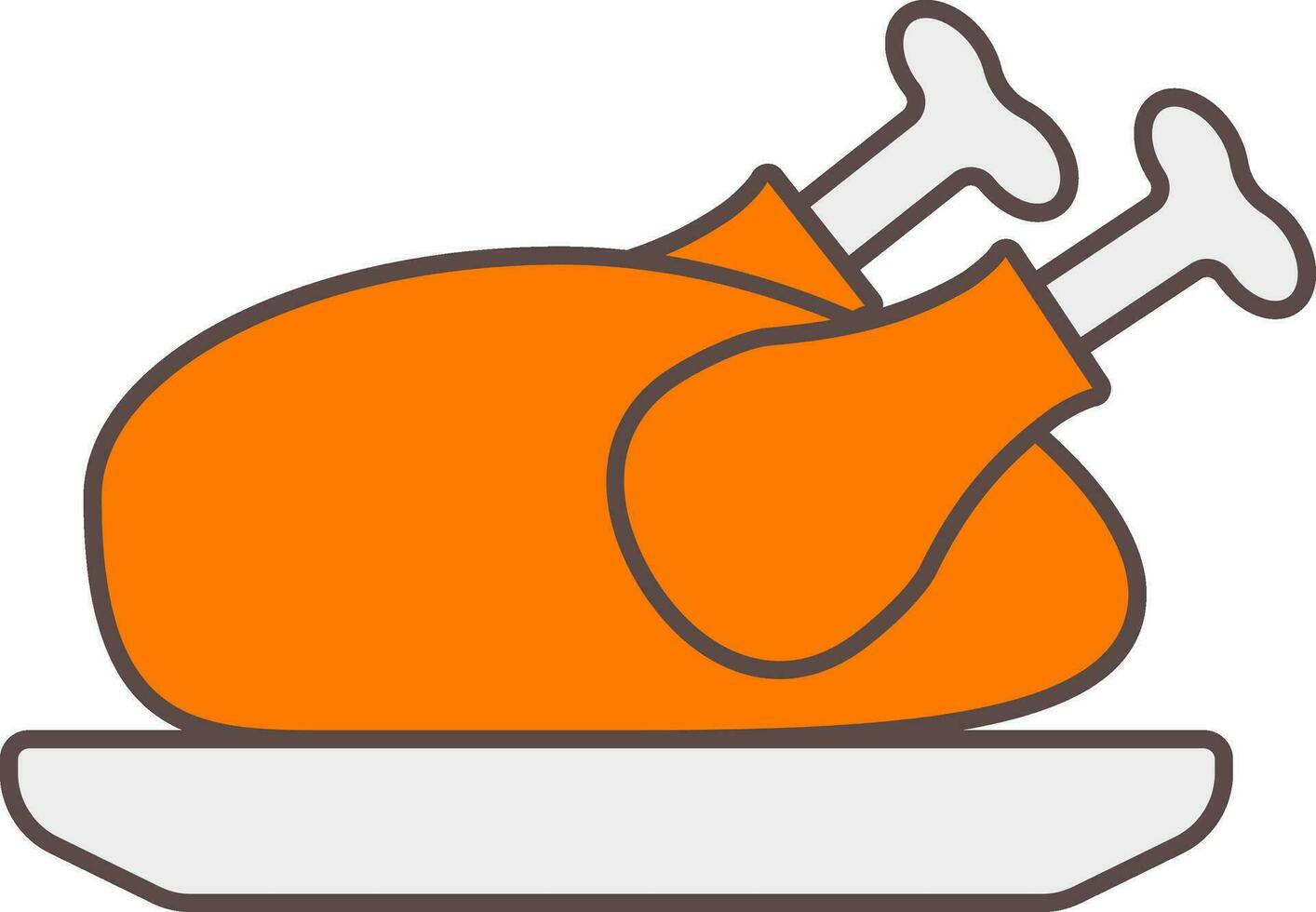 rôti poulet icône dans Orange et gris couleur. vecteur