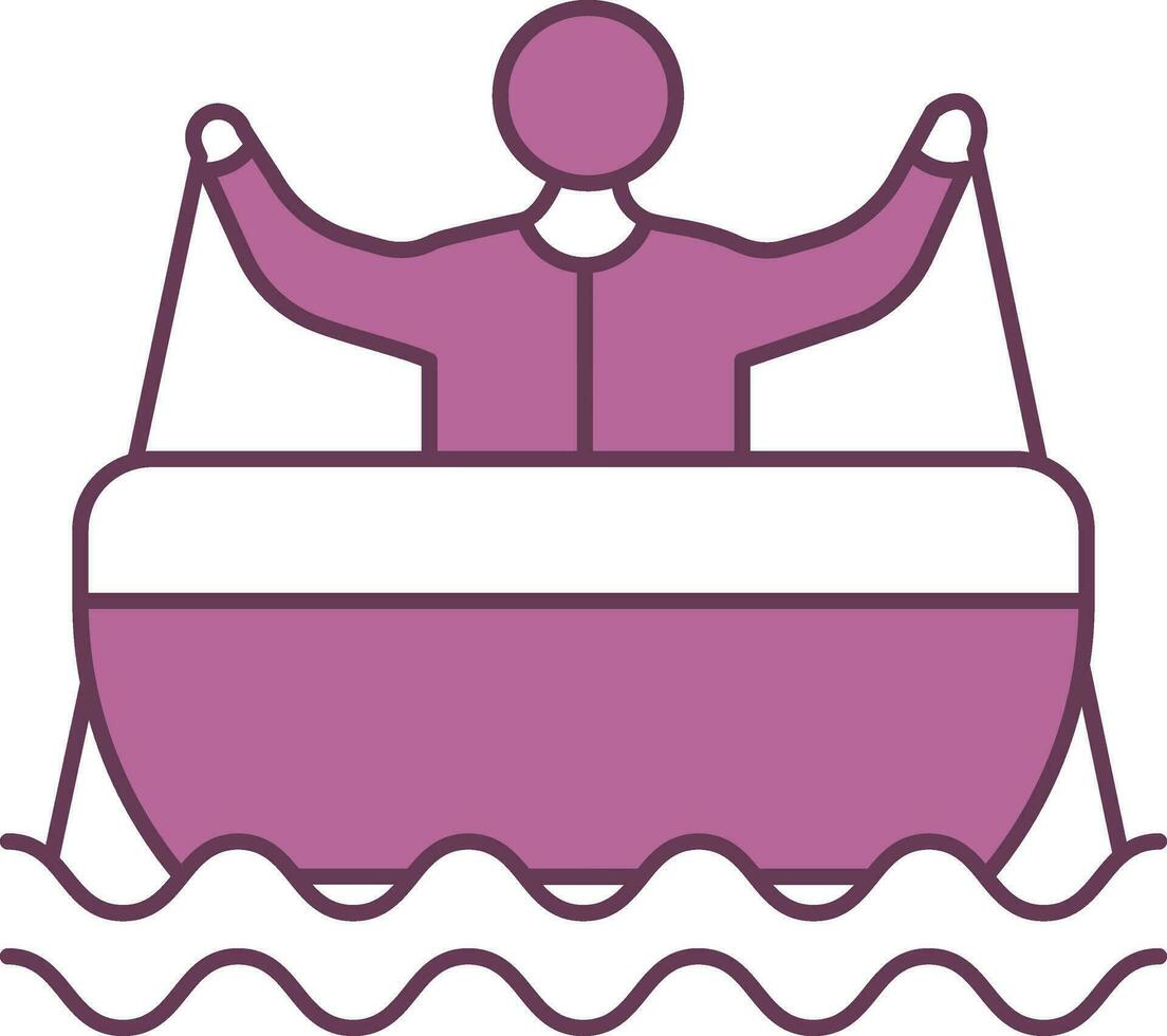 homme aviron bateau icône dans violet et blanc couleur. vecteur
