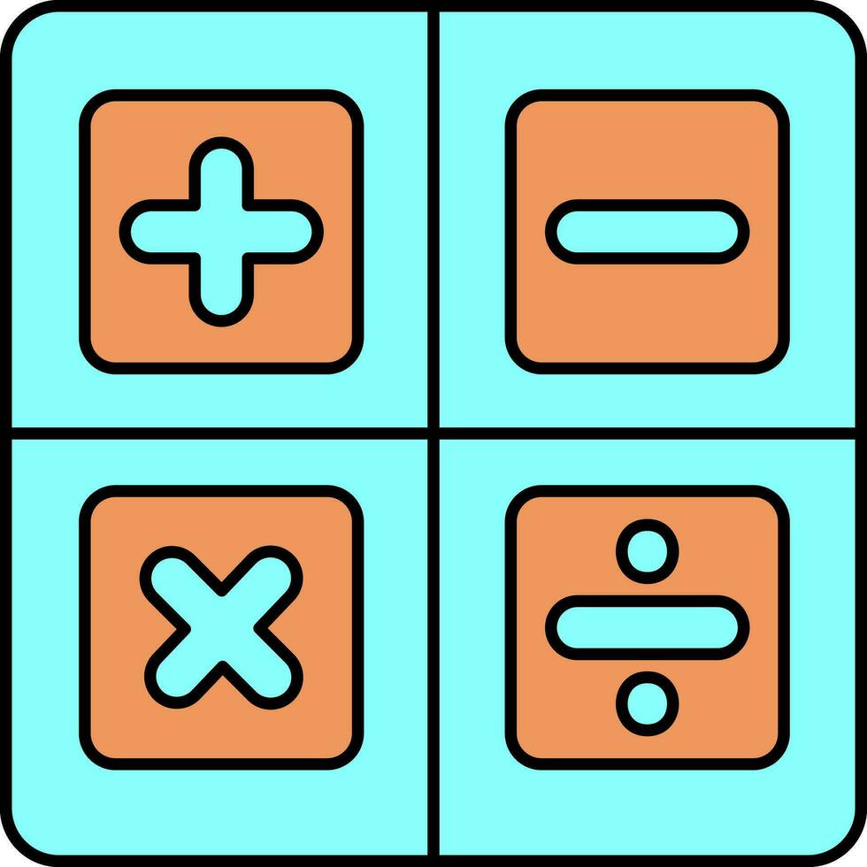 cyan et Orange calculatrice icône dans plat style. vecteur