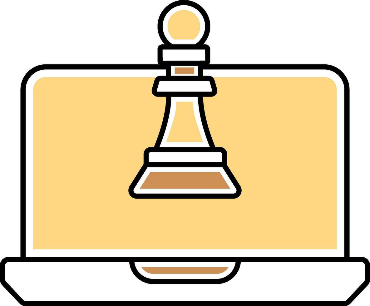 échecs pion dans portable écran Jaune et marron icône. vecteur