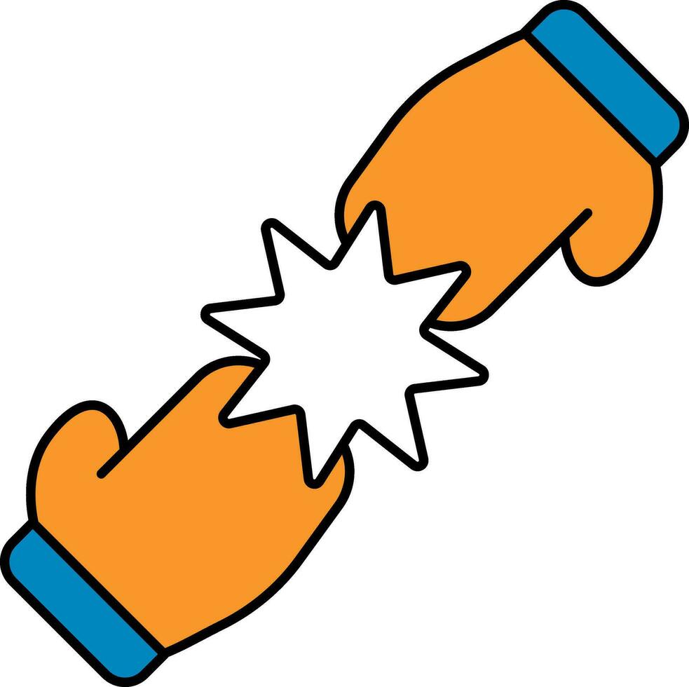 boxeur poing bosse icône dans Orange et bleu couleur. vecteur