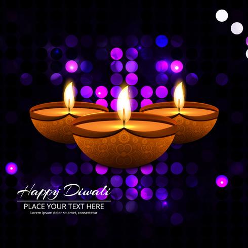 Joyeux diwali diya illustration de fond de festival de lampe à huile vecteur