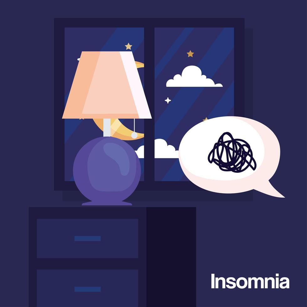 lampe d & # 39; insomnie sur les meubles et la conception de vecteur de bulle de stress