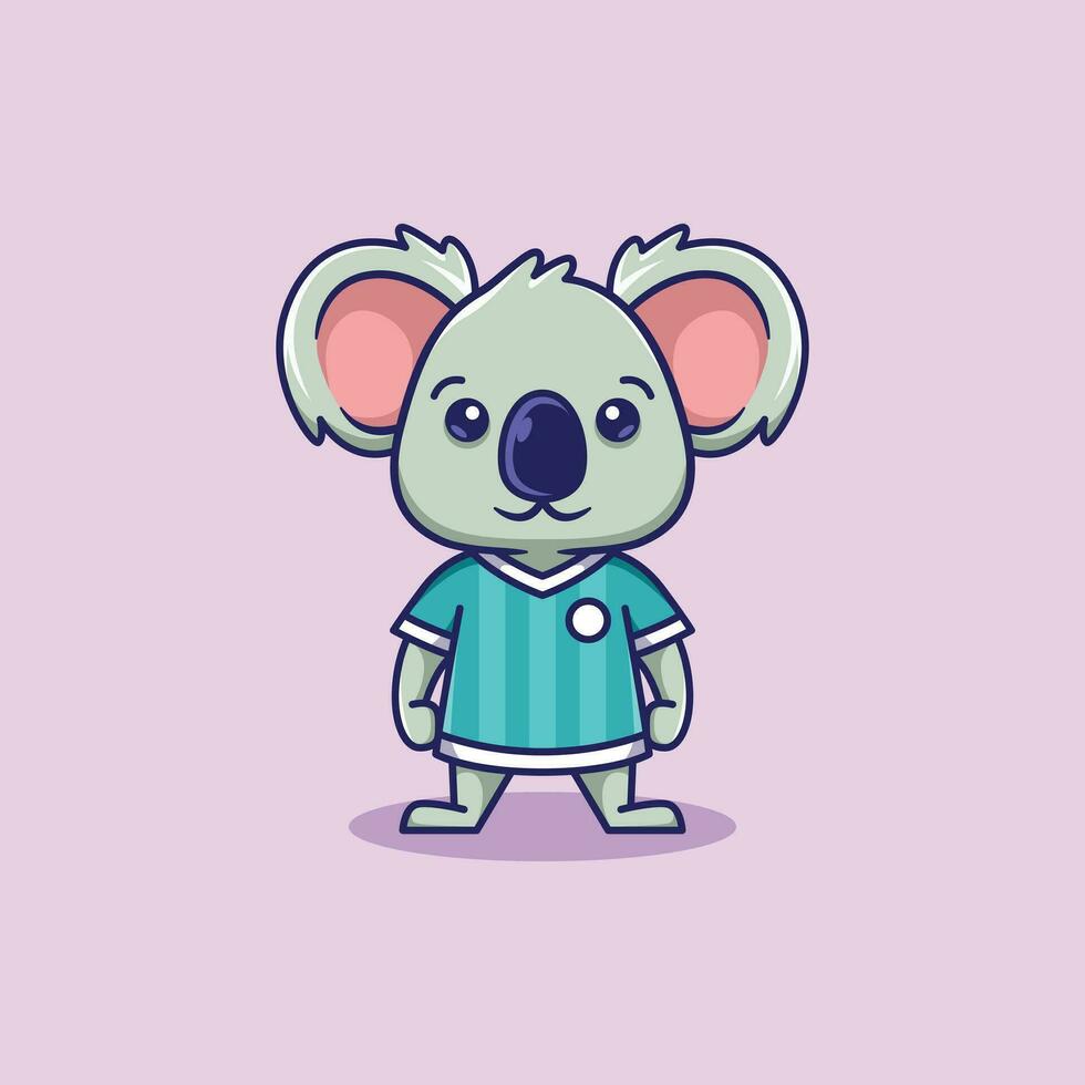 minimaliste mignonne koala animal portant football chemise dessin animé plat icône vecteur illustration conception. Facile moderne mignonne koala isolé plat dessin animé style