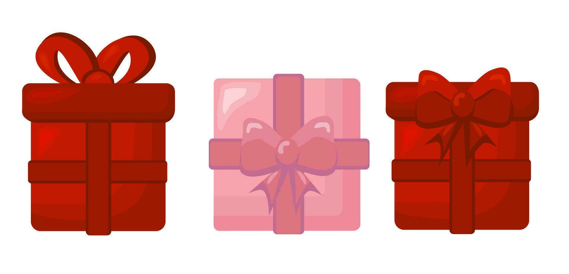 Cadeaux de Noël. Ensemble de dessins animés colorés, isolés sur fond blanc.  Illustration vectorielle de jolies boîtes-cadeaux avec rubans Image  Vectorielle Stock - Alamy