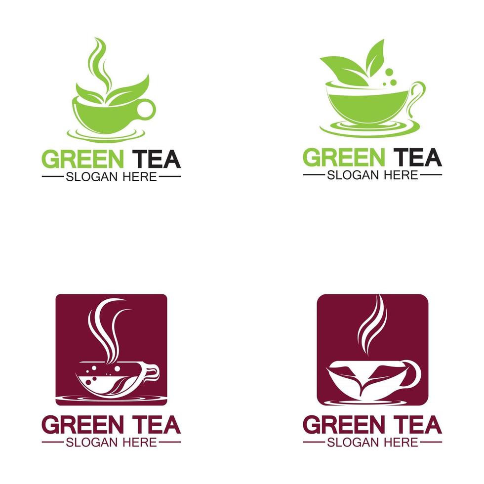 tasse de thé logo vectoriel thé vert logo vectoriel