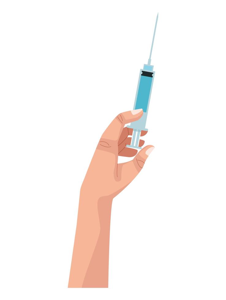main avec icône isolé de seringue de vaccin injection vecteur