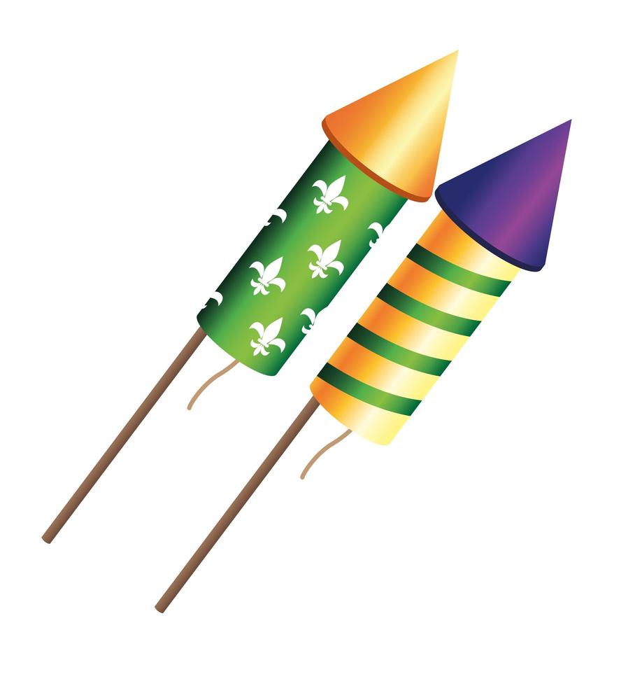 icône de célébration de fusées de feux d'artifice mardi herbe vecteur