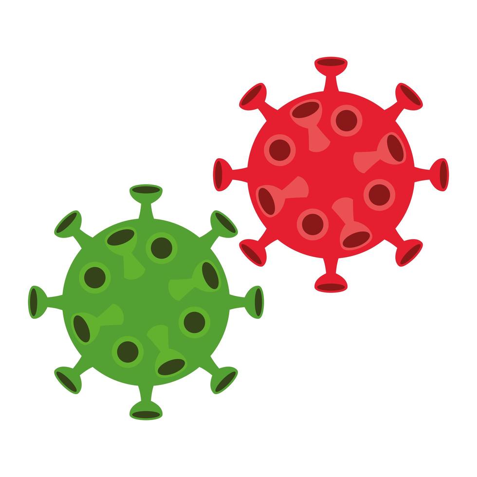 Icônes isolées de particules de virus covid19 vecteur