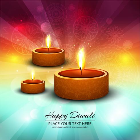 Joyeux diwali diya illustration de fond de festival de lampe à huile vecteur