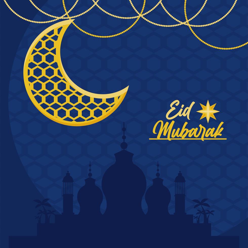 lune eid mubarak vecteur