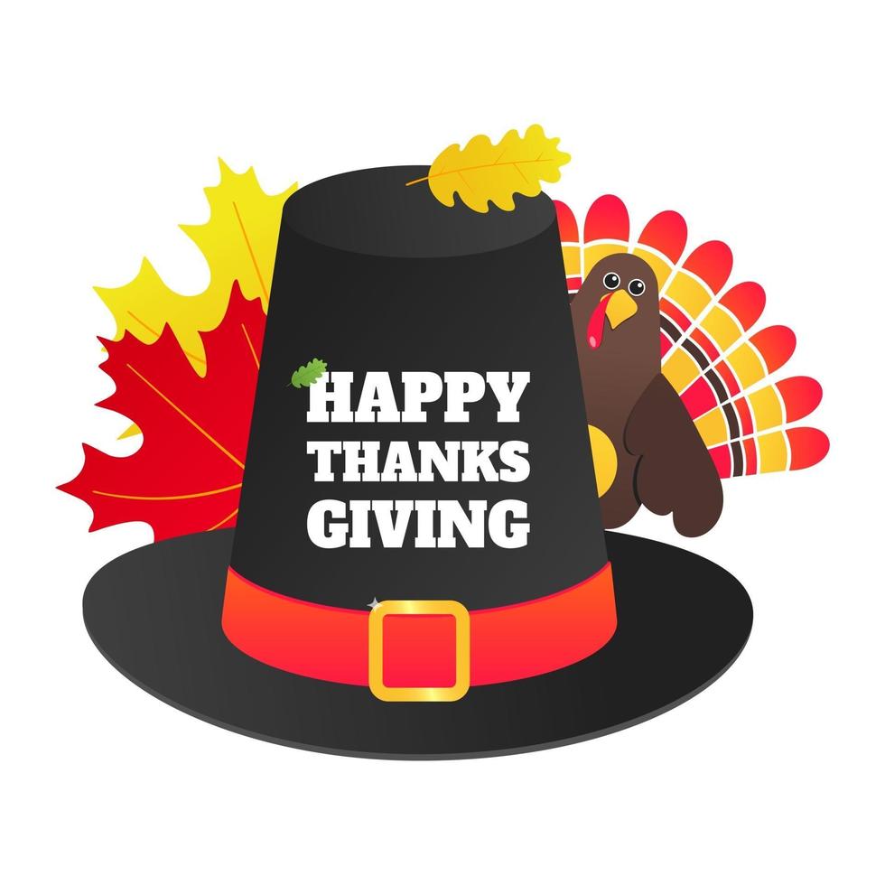 illustration vectorielle de joyeux thanksgiving day plat style design affiche vecteur