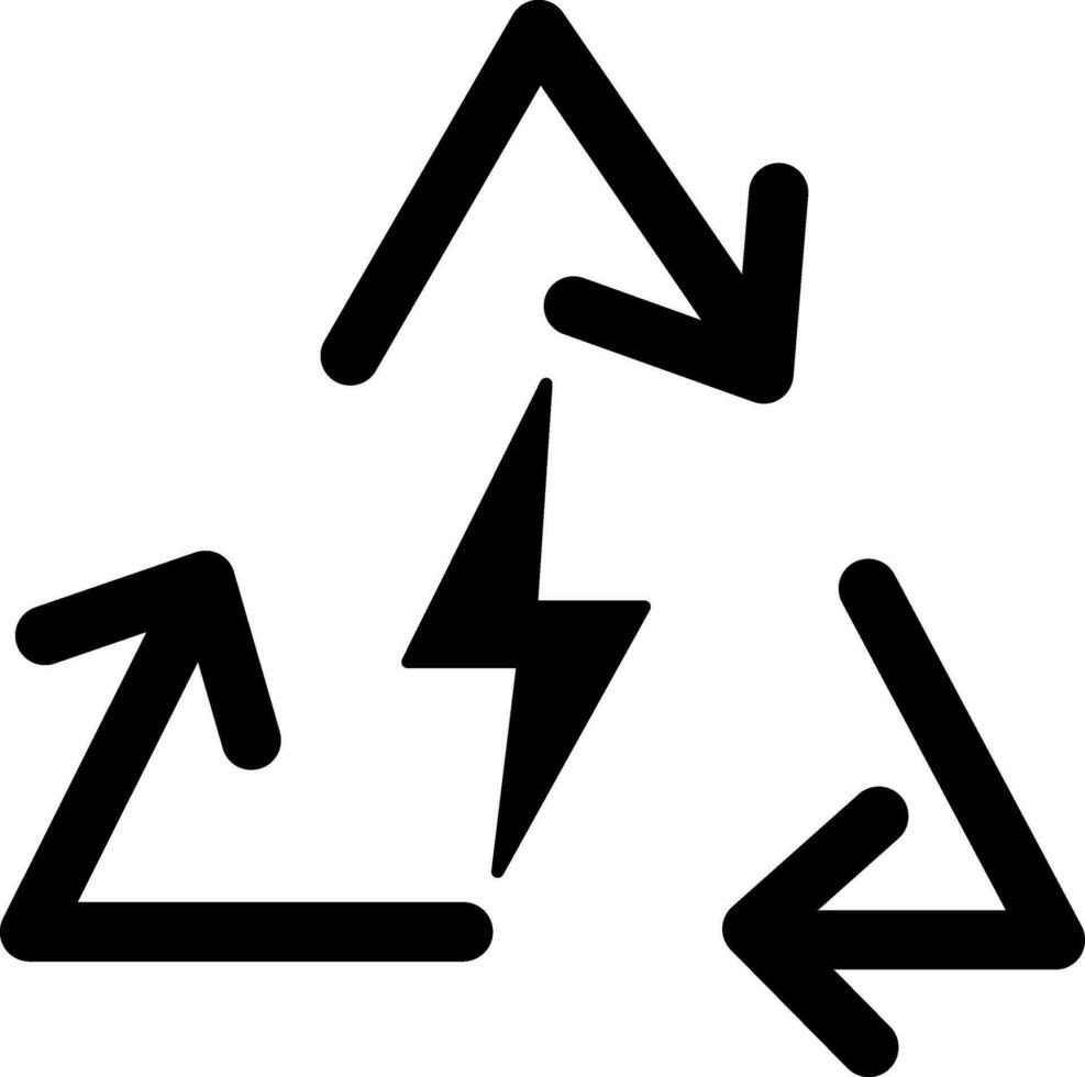 glyphe icône ou symbole pour enregistrer ou recyclage énergie. vecteur