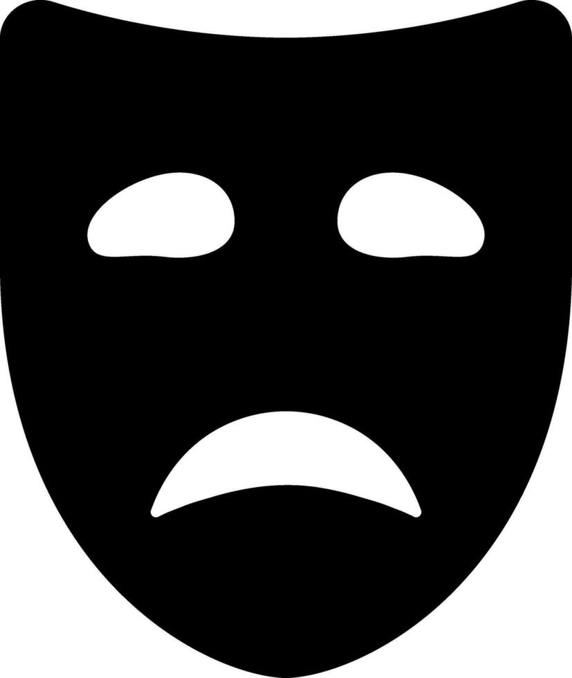 triste visage masque glyphe icône ou symbole. vecteur
