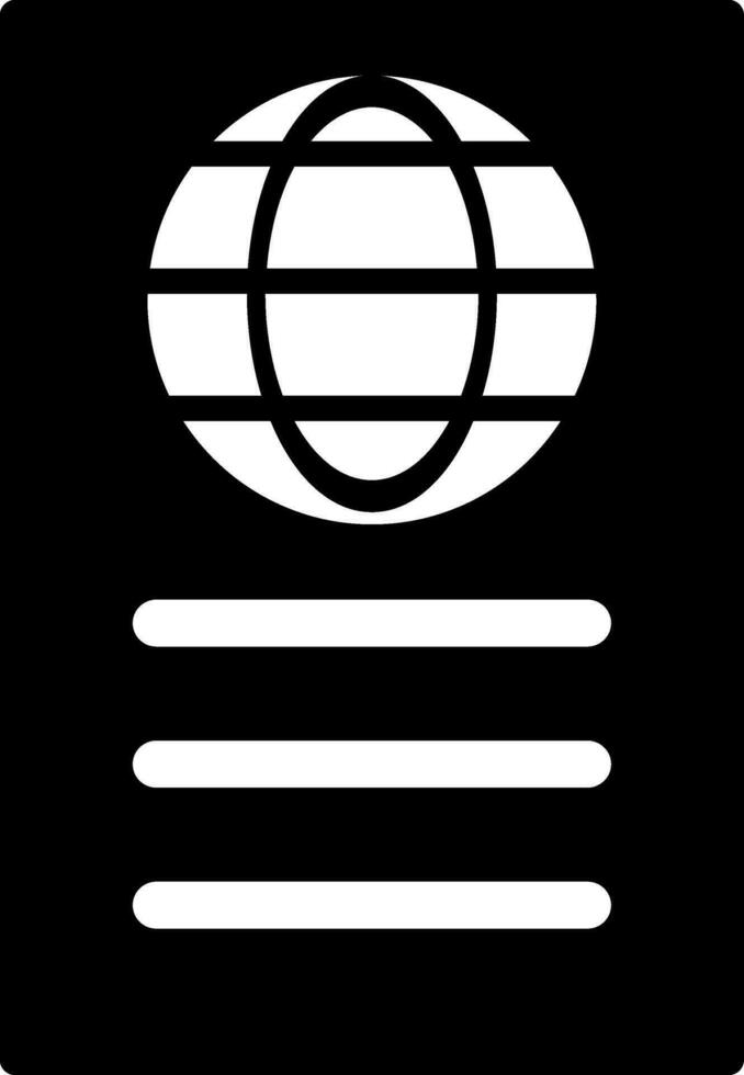 noir et blanc illustration de passeport icône. vecteur
