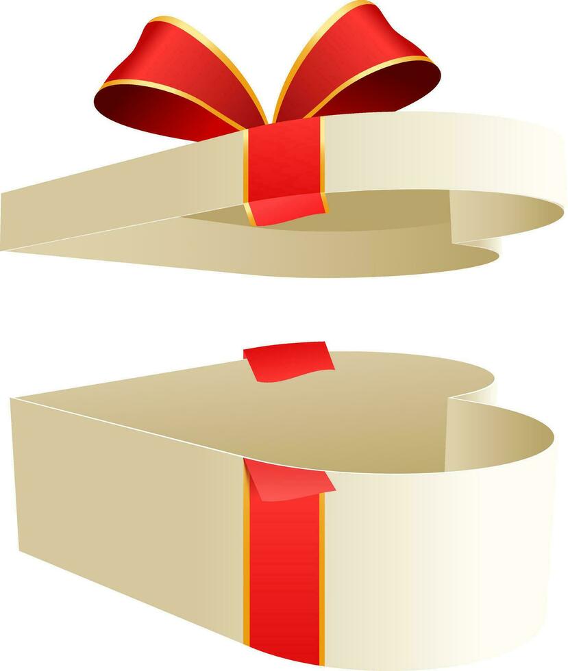 ouvert blanc cadeau boîte avec rouge fleur ruban. vecteur