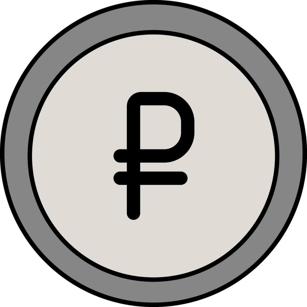 gris russe rouble pièce de monnaie icône sur blanc Contexte. vecteur
