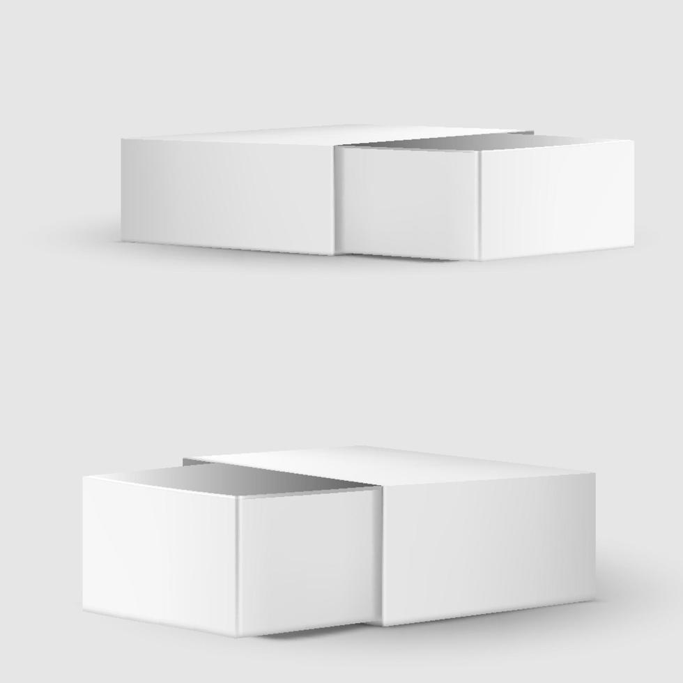 modèle de boîte de papier ou de carton vierge sur blanc vecteur