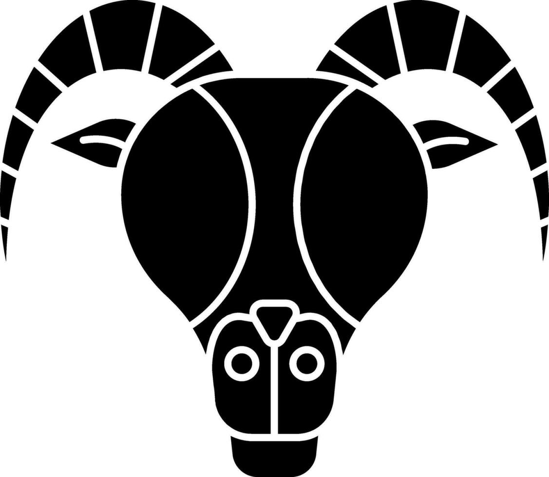 plat style de bélier zodiaque icône ou symbole dans noir et blanc couleur. vecteur