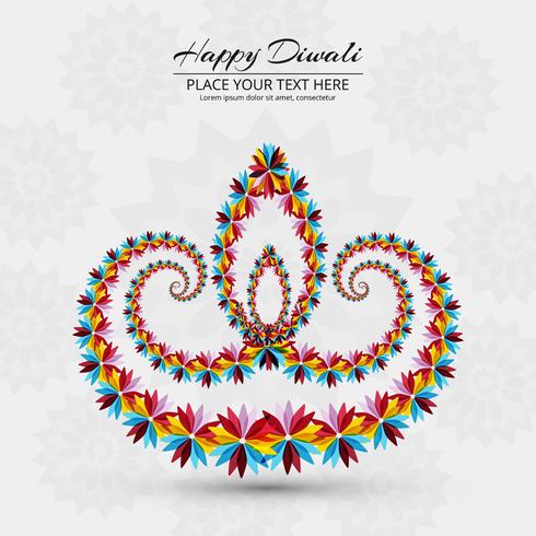 Joyeux diwali diya illustration de fond de festival de lampe à huile vecteur