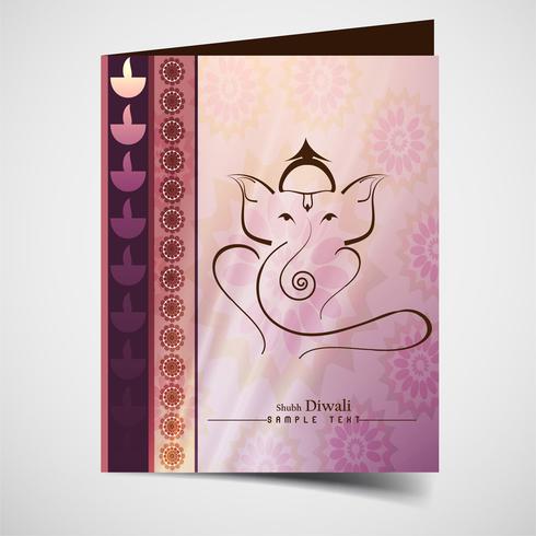 Belle joyeux diwali diya festival de lampe à huile modèle brochure vecteur