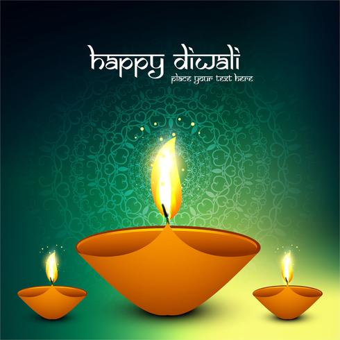 Joyeux diwali diya illustration de fond de festival de lampe à huile vecteur