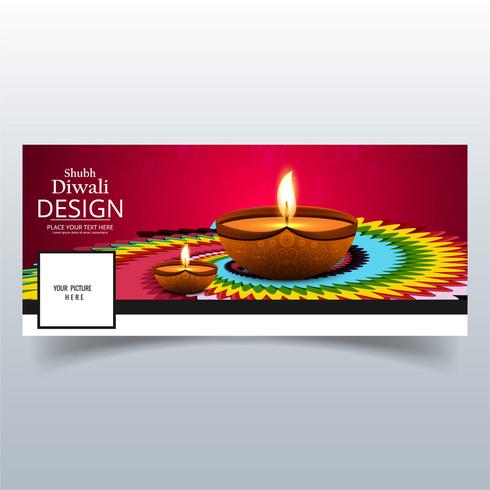 Joyeux diwali diya festival de la lampe à huile facebook cover des vecteur