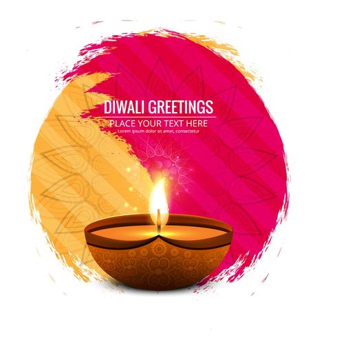 Joyeux diwali diya illustration de fond de festival de lampe à huile vecteur