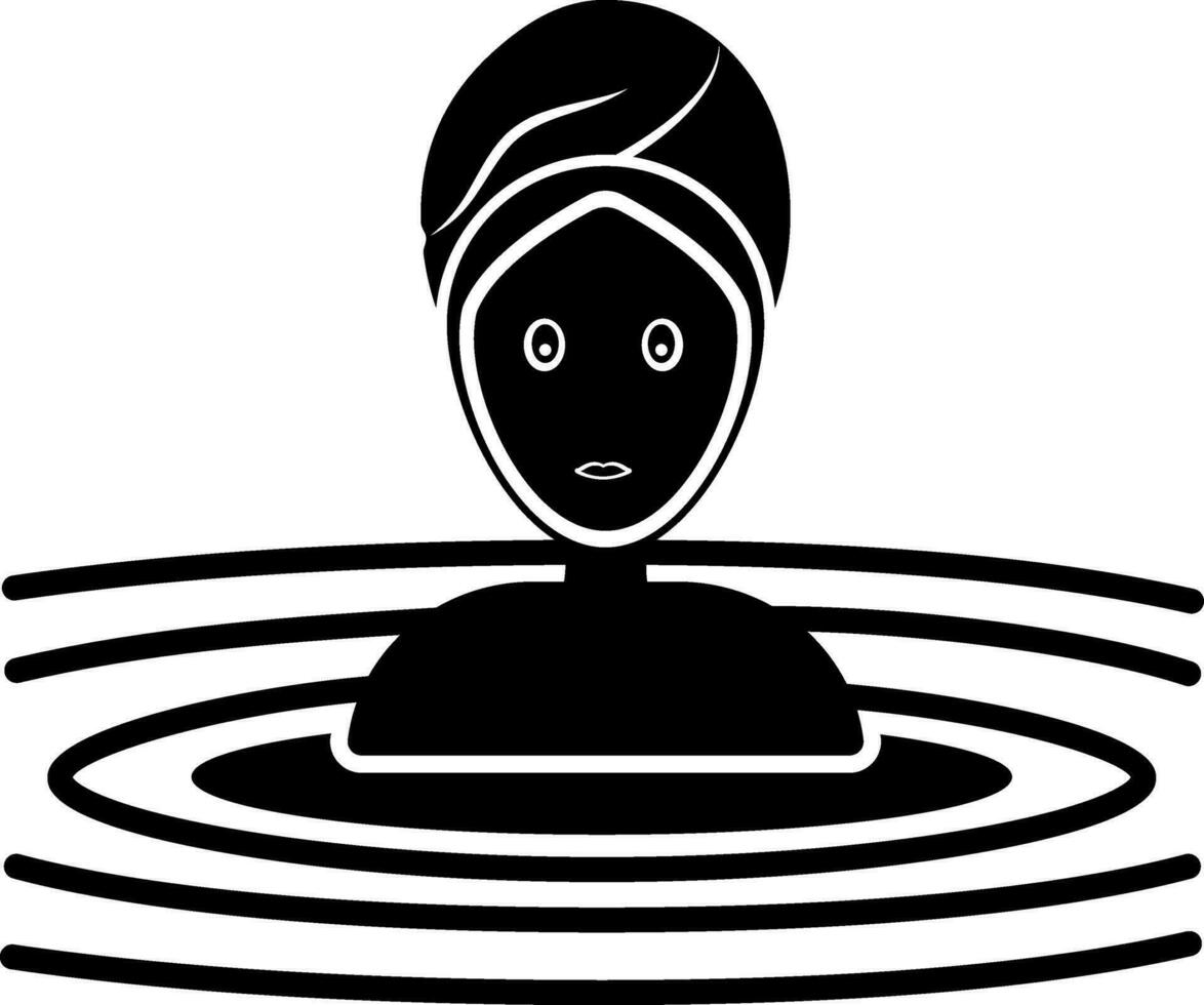 spa relaxation icône, fille relaxant dans l'eau avec visage masque. vecteur