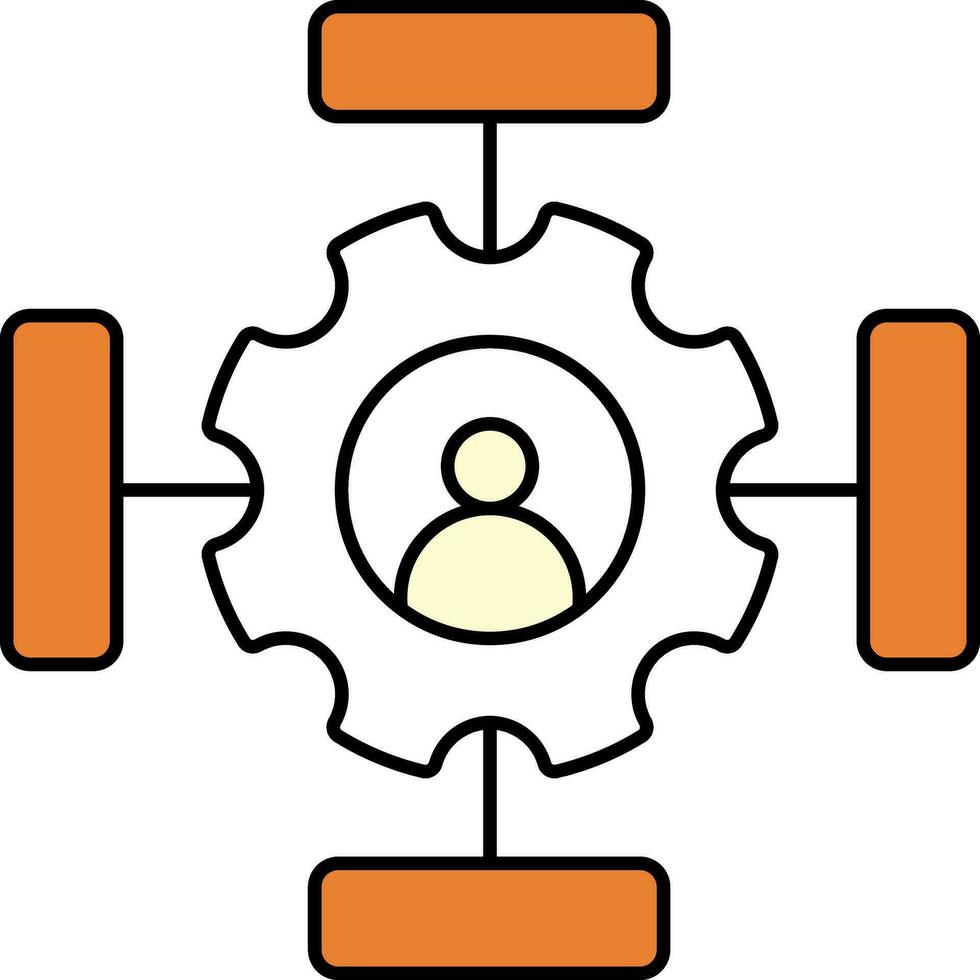 utilisateur ou Compte réglage icône dans blanc et Orange couleur. vecteur