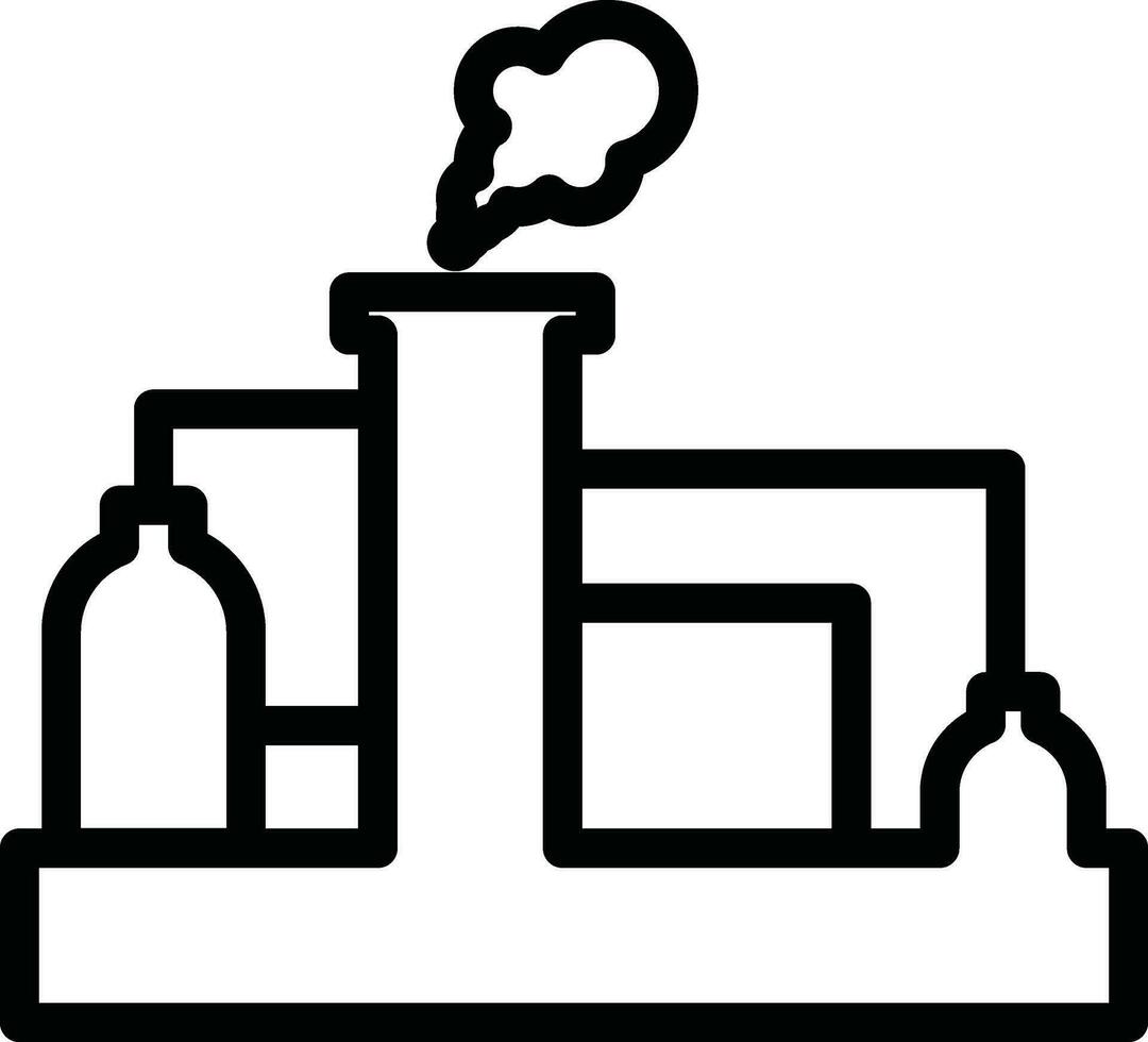 pétrole raffinerie plante icône dans noir ligne art. vecteur