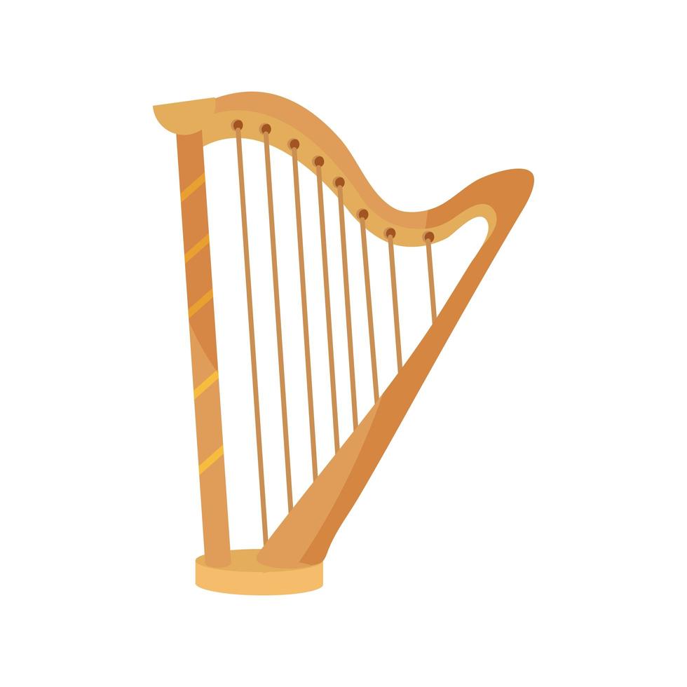 Icône isolé instrument de musique à cordes harpe vecteur