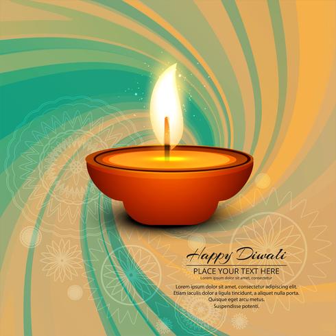 Joyeux diwali diya illustration de fond de festival de lampe à huile vecteur